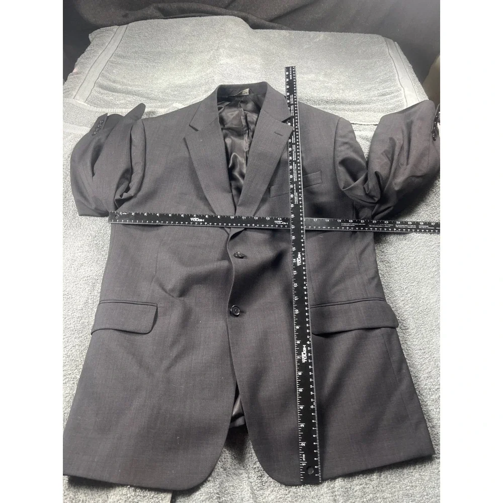 Mens Charcoal Gray Wool‎ Blend Blazer Suit Jacket Size 42 Long